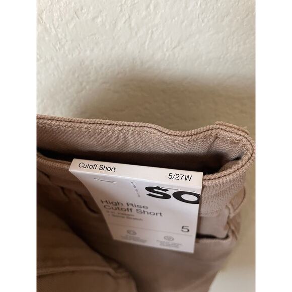 SO Tan High Rise High Waisted Cut Off Jean Shorts Size 5 Waist 27 Inseam 3 in - Picture 5 of 6